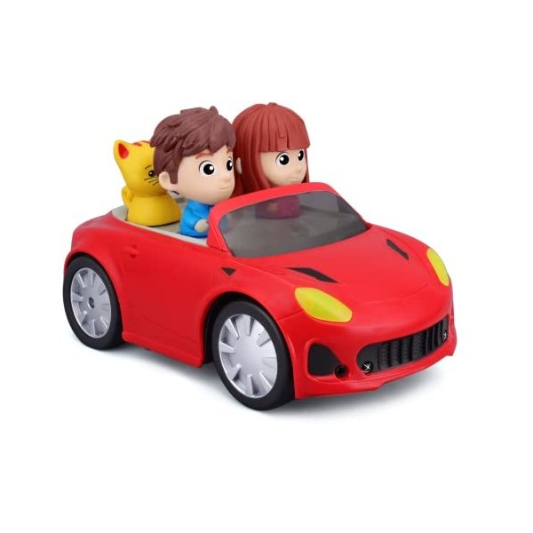 BB Junior - Véhicule Bébé - Mon Premier Cabriolet Télécommandée - Versions avec 2 Personnages et 2 Animaux - Couleur Rouge - 