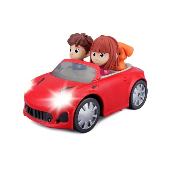 BB Junior - Véhicule Bébé - Mon Premier Cabriolet Télécommandée - Versions avec 2 Personnages et 2 Animaux - Couleur Rouge - 