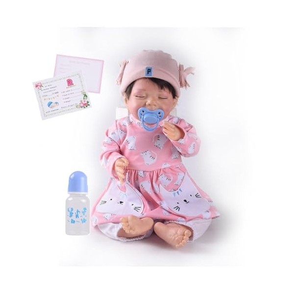 NURII Bébé Reborn - 18 Pouces 46 Cm Poupée Reborn Baby Doll Bebe Fille Souple Silicone Vinyle Nouveau-Né Bébé Fille - comme U