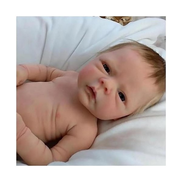 Poupée Reborn Garçon - 18 Pouces Peau Veloutée Réaliste-Poupées Bébé Nouveau-Né Yeux Bleus Fille Poupées Bébé Réel - avec Kit