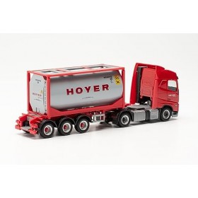 Herpa Maquette Camion Volvo FH Gl. 2020 Semi-remorque à conteneur citerne Hoyer, échelle 1/87, Model Allemand, pièce de Colle