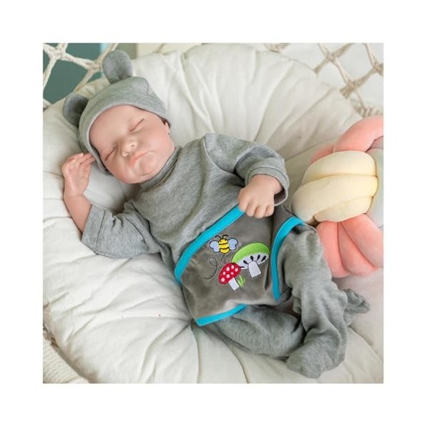 NURII Bebe Reborn Garcon - 18Pouces 46Cm Silicone Souple Vinyle Charmant Reborn Garçon - Réaliste Nouveau-né Fille Poupée Reg