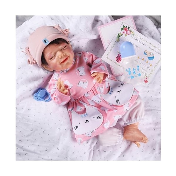 NURII Bebe Reborn Garcon - 18Pouces 46Cm Silicone Souple Vinyle Charmant Reborn Garçon - Réaliste Nouveau-né Fille Poupée Reg