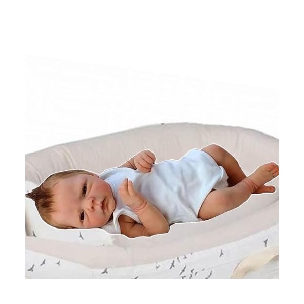 NURII Baby Reborn, 18Pouces Silicone Plein Corps Reborn Poupée Fille Vrai Vie Cheveux Originaux Nouveau-né - Train de Dormir 