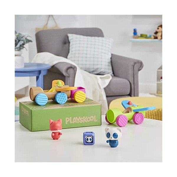 Playskool- Panda danimaux Amusants pour Tout-Petits à partir de 1 an, Contient 2 véhicules et 2 Figurines Amazon Exclusive 