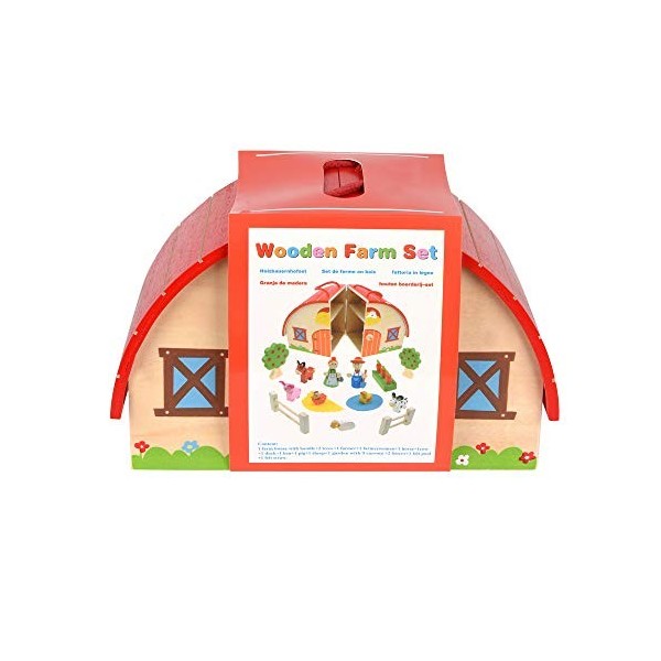 ewtshop® Ensemble ferme pour enfants en bois massif peint pour jouer