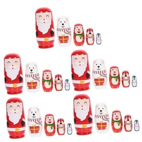 Toyvian 5 Ensembles Poupée De Noël Poupées Gigognes De Noël avec Arbre Poupées Gigognes Pingouin Poupées Russes Poupées Gigog