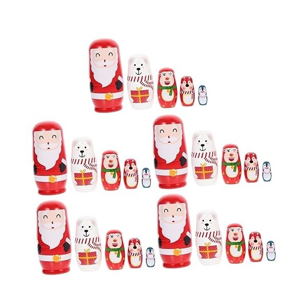 Toyvian 5 Ensembles Poupée De Noël Poupées Gigognes De Noël avec Arbre Poupées Gigognes Pingouin Poupées Russes Poupées Gigog