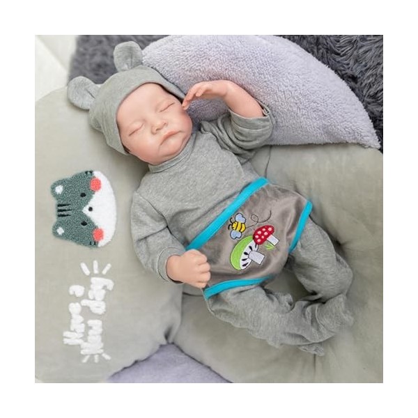 NURII Bebe Reborn Fille Silicone Plein Corps, 18 Pouces 46 Cm Réaliste Bebe Reborn Souple Silicone Vinyle Lifelike - Réaliste