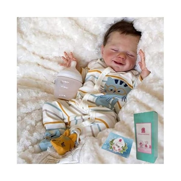 NURII Reborn18 Pouces Réaliste 46cm, 18 Pouces 46 Cm Reborn Poupée bébé Souple Silicone Réaliste, Train de Dormir Simulation 