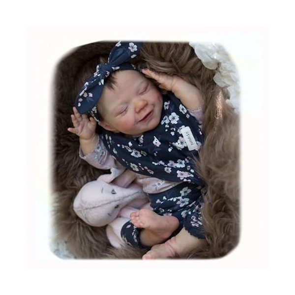 NURII Reborn18 Pouces Réaliste 46cm, 18 Pouces 46 Cm Reborn Poupée bébé Souple Silicone Réaliste, Train de Dormir Simulation 