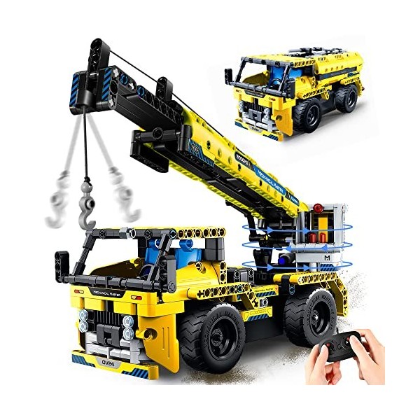 HOGOKIDS Jouets de Construction de Camion télécommandé, 401 pièces 2-en-1 Modèle de véhicule Technique dingénierie STIM pour