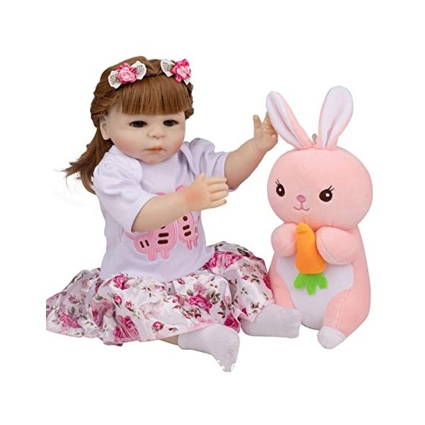 Poupées Réalistes Reborn Fille 18 Pouces Reborn Bébé Bambin Poupée pour Fille Vraie Vie Silicone Souple Vinyle Nouveau-Né À L