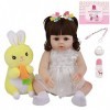 Poupée Bébé Fille Réaliste en Silicone Et Vinyle, Tenue Blanche, Jouet Ours, 18 Pouces, Cadeau pour Enfants