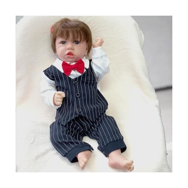FARMAHAR BéBé Naissance Fille, 18Pouces 46Cm Fait Main PoupéE Reborn Silicone, Convient Aux Enfants De Plus De 3 Ans,D-Boy