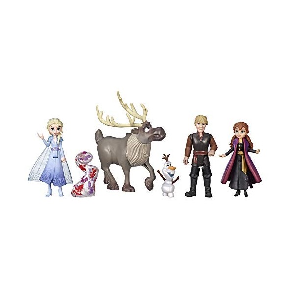 Disney Frozen Adventure Collection, 5 Small Dolls from Frozen 2, Anna, Elsa, Kristoff, Sven, Olaf, & Gale Accessory