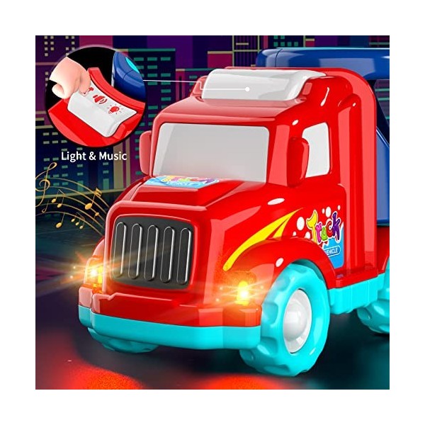 Ci Vetch Jouets camions pour tout-petits garçons, véhicules de transport 5 en 1 pour enfants de 1, 2, 3, 4, 5, 6 ans, jouets 