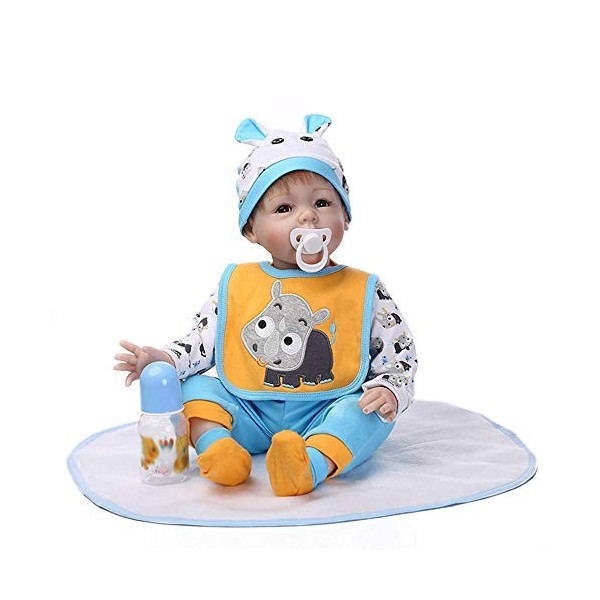 Baryuu Reborn Poupée Bébé Silicone Bébé Reborn-55cm avec tétine et biberon