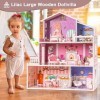 ROBUD Maison de poupée en Bois, 3 Histoires, 5 pièces, 24 pièces, Jeu de Jouets, Cadeau pour Enfants, Tout-Petits, Filles
