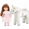 Götz 2113137 Just Like me Chloe with White Blitz - Princesse Chloé avec Cheval en Peluche - Poupée Debout de 27 cm avec Cheve