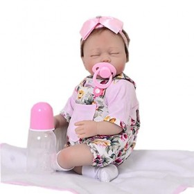 Dormir 17 Pouces Reborn Bébé Poupée Filles À La Recherche De Vrais Bébés en Silicone Souple Fille Nouveau-Né Jouet avec Giraf