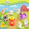 Toyzey Animaux de la Ferme Jouet Enfant 1 2 3 Ans,Jouets éveil Montessori Jeux Educatif 1-3 Ans Figurines danimaux Jouet Beb