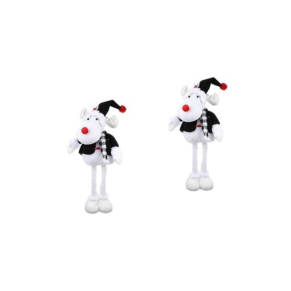 Toyvian 2 Pcs Décoration De Poupée De Noël en Peluche Décor De Table De Porristas Scrump Peluche Bling Décor Noir Et Blanc Dé