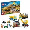 LEGO 60391 City Les Camions de Chantier et la Grue à Boule de Démolition, Jouet de Construction avec Pelleteuse, Benne et Eng