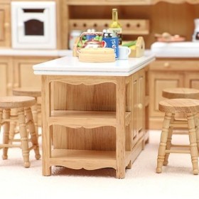 Eastocos Modèle de Jouet 1:12-Ensemble de Meubles de Cuisine pour Maison de poupée: évier, cuisinière, Armoire, Table et tabo