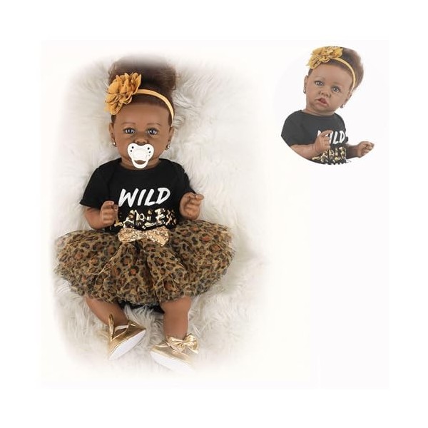 Poupées Reborn en Silicone, Paquet de 22 Pouces avec Jouets dalimentation, poupée en Silicone, poupées réalistes Qui semblen