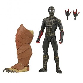 Marvel Legends Series Spider-Man costume noir et or, figurine de collection de 15 cm, 2 accessoires et 1 pièce Build-a-Figure