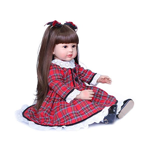 60Cm Cheveux Longs Silicone Souple Renaître Enfant en Bas Âge Fille Poupées Réaliste Nouveau-Né Poupée Fille Cadeau Renaître 