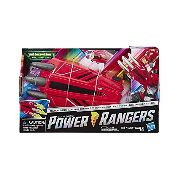 Hasbro E5908 Power Rangers Beast Morphers- Electronic Cheetah Claw- Reactive Sound Effects- Kids Role Play Toys- Ages 5+, Red