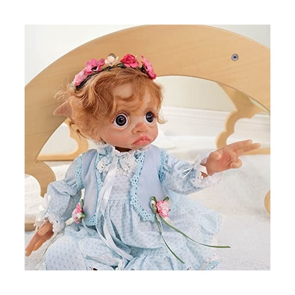 42 CM Minuscule Fée Elfe Poupée Mignonne Bébé Fille et Garçon Reborn Fée Elfe Bébé Fait Main À Collectionner Art Poupée,B