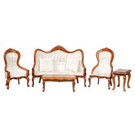 Melody Jane Miniature De Maison De Poupées Victorienne Blanc Ensemble De Meubles De Salon Noix Canapé