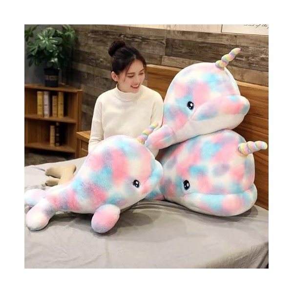 70cm-110cm Rainbow Narwhal Stuffed Toy Fée colorée Animaux de la mer en peluche Licorne Poupée jouets Coloré Seal Oreiller ch