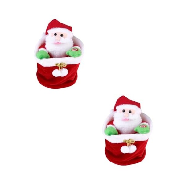 ibasenice 2 Pièces Électrique Père Noël en Peluche Jouets De Bureau Miniture Décoration Miniature Poupée Festive Ornement De 