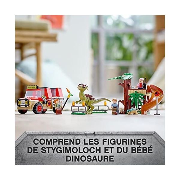 LEGO 76939 Jurassic World LÉvasion du Stygimoloch, Dinosaure Jouet, avec Voiture et Figurines, Dino à Construire, Cadeau pou