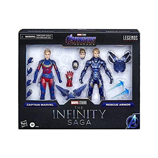 Hasbro Marvel Legends Series, pack de 2 figurines de 15 cm, Captain Marvel et Rescue Armor, personnages Infinity Saga, design