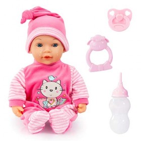 Bayer Design 93809AA, Poupon Tears Baby, poupée Qui pleure de Vraies Larmes, parlante, Yeux endormis, Corps Souple, avec Acce