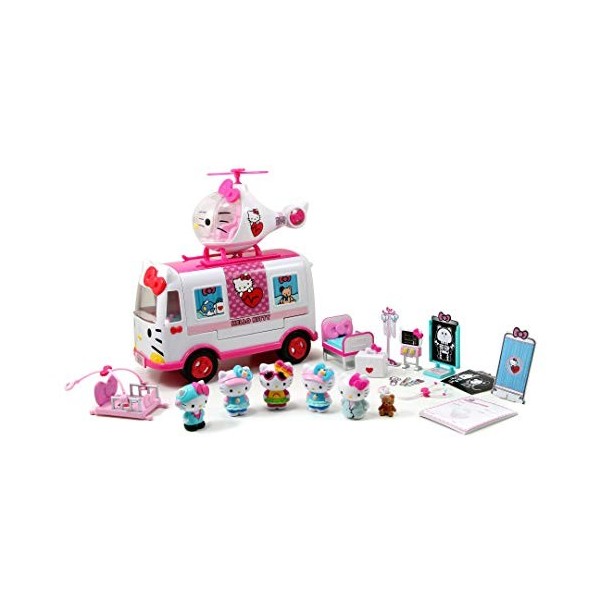 Simba - Hello Kitty - Playset de Secours - 1 Ambulance + 1 Hélico + 6 Figurines + Nombreux Accessoires Médicaux - 253246001