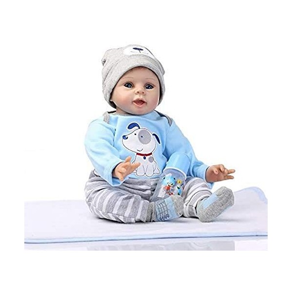 Poupée Bébé Reborn en Silicone Souple Et Vinyle, 22 Pouces, 55Cm, Bouche Magnétique, Jouet Réaliste pour Garçon Et Fille, Chi