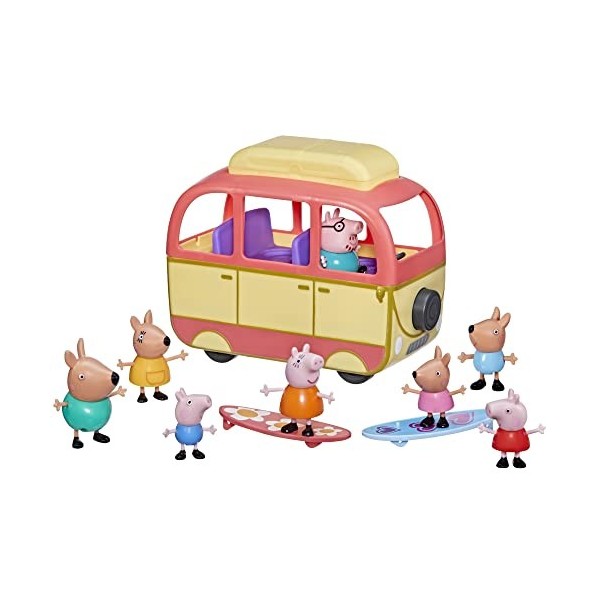Peppa Pig, Peppa Visite LAustralie, Camping-Car Jouet Préscolaire Avec 8 Figurines, 4 Accessoires, à Partir de 3 Ans, F4892F