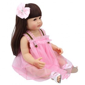 Bagima Poupée bébé en Silicone Souple, Réaliste, étanche, Simulation, Cadeau pour Enfants Filles, 55cm
