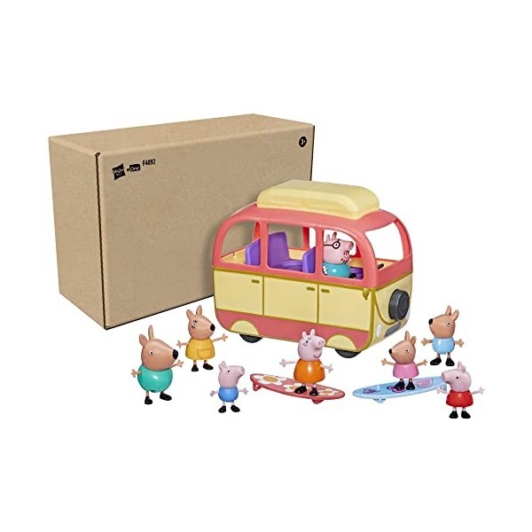 Peppa Pig, Peppa Visite LAustralie, Camping-Car Jouet Préscolaire Avec 8 Figurines, 4 Accessoires, à Partir de 3 Ans, F4892F