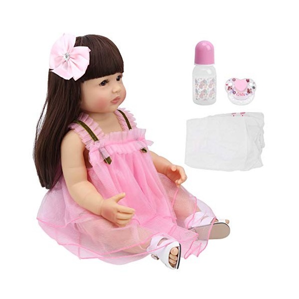 Bagima Poupée bébé en Silicone Souple, Réaliste, étanche, Simulation, Cadeau pour Enfants Filles, 55cm