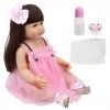 Bagima Poupée bébé en Silicone Souple, Réaliste, étanche, Simulation, Cadeau pour Enfants Filles, 55cm