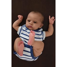 Enjoy with Love Poupée finie déjà Peinte de 24 Pouces en Brun foncé Reborn Baby Cameron Skin Cheveux Peints Peau 3D réaliste 