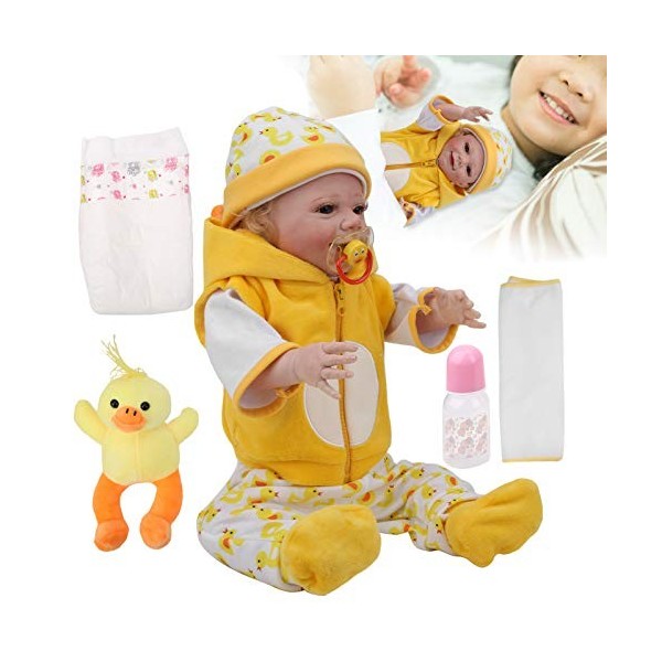 Vakitar Reborn Baby Réaliste Canard Costume Nouveau-né Poupée Accompagner Sourire Adorable Enfant Cadeau Jouet, pour La Maiso