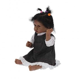 BALRAJ 55 Cm/21,7 Pouces Poupées Fille Africaine Simulation Réaliste Reborn Bébé Poupée Enfants Jouer Poupée avec Biberon Suc